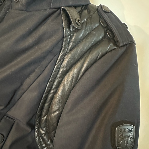 Rudsak Blue Parka size Medium with Fur and Leather - Picture 7 of 13
